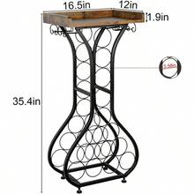 Wine Rack Freestanding Floor, Mini Bar Table Wine Holder Stand Liquor Cabinet With Glass Holder Wood Tabletop 14 Bottles Floor Wine Storage For Home Bar Kitchen Living Room