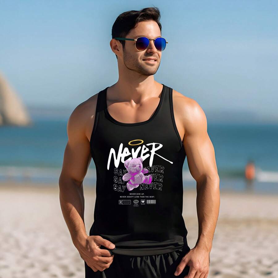 CAMISETA OLIMPICA DEPORTIVA GYM URBAN CASUAL OSOS URBANOS CALACAS CHIDAS ANIME ROCK OH418 - Negro - Ver 1