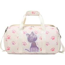 Bolsa de baile para niñas, bolsa deportiva para gimnasio, para niñas, adolescentes, bolsa de viaje impermeable, bolsa de lona con compartimento para zapatos, bolsa de ballet y gimnasio, beige (cat - PU rosa. - Ver 6