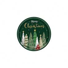 10pcs/20pcs/50pcs/Set,Christmas Party Paper Plate Tableware Suit, Disposable Xmas Party Plates And Napkins For Winter Snowflake Holiday Decoration,Red And Green Christmas Tree Disposable Tableware Including Dessert Plates,Cups And Napkins,Shine Claus Tree Plate For Winter Holidays Xmas Party Supplies - Multicolor - View 11