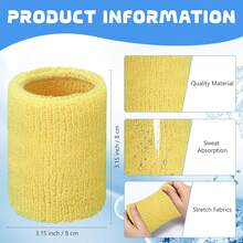 12 Pcs Sports Wristbands Sports Absorbent Wristband Wrist Athletic Sweat Bands