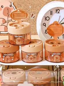 1pc Cute Capybara Shaped Manual Pencil Sharpener, Random Color, Cartoon Design Handheld Pencil Sharpener Suitable For School And Office, For Pencils And Makeup Pencils, Convenient Small Sharpener, Desktop Decor Portable Sharpener, Student Learning Supplies Reward, Gift For Children, Boys, Girls, Back To School Supplies