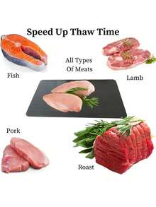 1 pieza Bandeja para descongelar carne, tabla de descongelación rápida apta para carne de res, cordero, pescado, mantiene los alimentos frescos, esencial para la cocina del hogar - Multicolor - Ver 10
