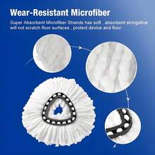 Spin Mop Head For O-Cedar Spin Mop Refill, EasyWring Spin Mop Microfiber Refill, Easy Cleaning Mop Head Replacement 3 Pack - 白色 - 查看 5