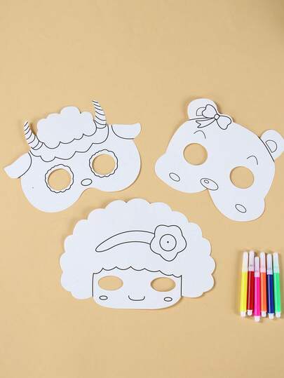 22 buc/set măști de hârtie cu animale, mască de hârtie graffiti DIY cu pix de acuarelă, recuzită pentru cabina foto cu tematică de petrecere, măști cu animale pentru petrecere de ziua de naștere cu tema junglă, acoperăminte pentru ochi pentru cadouri de petrecere, costume, deghizare, include 8 măști / 8 frânghii elastice / 6 pixuri, accesoriu multifuncțional pentru diverse ocazii