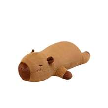 1 件可爱躺卧棕色水豚毛绒枕头，女士和儿童拥抱枕头，睡眠伴侣枕，柔软的毛绒动物玩偶，卧室装饰，生日礼物 - 棕色水豚 - 查看 6