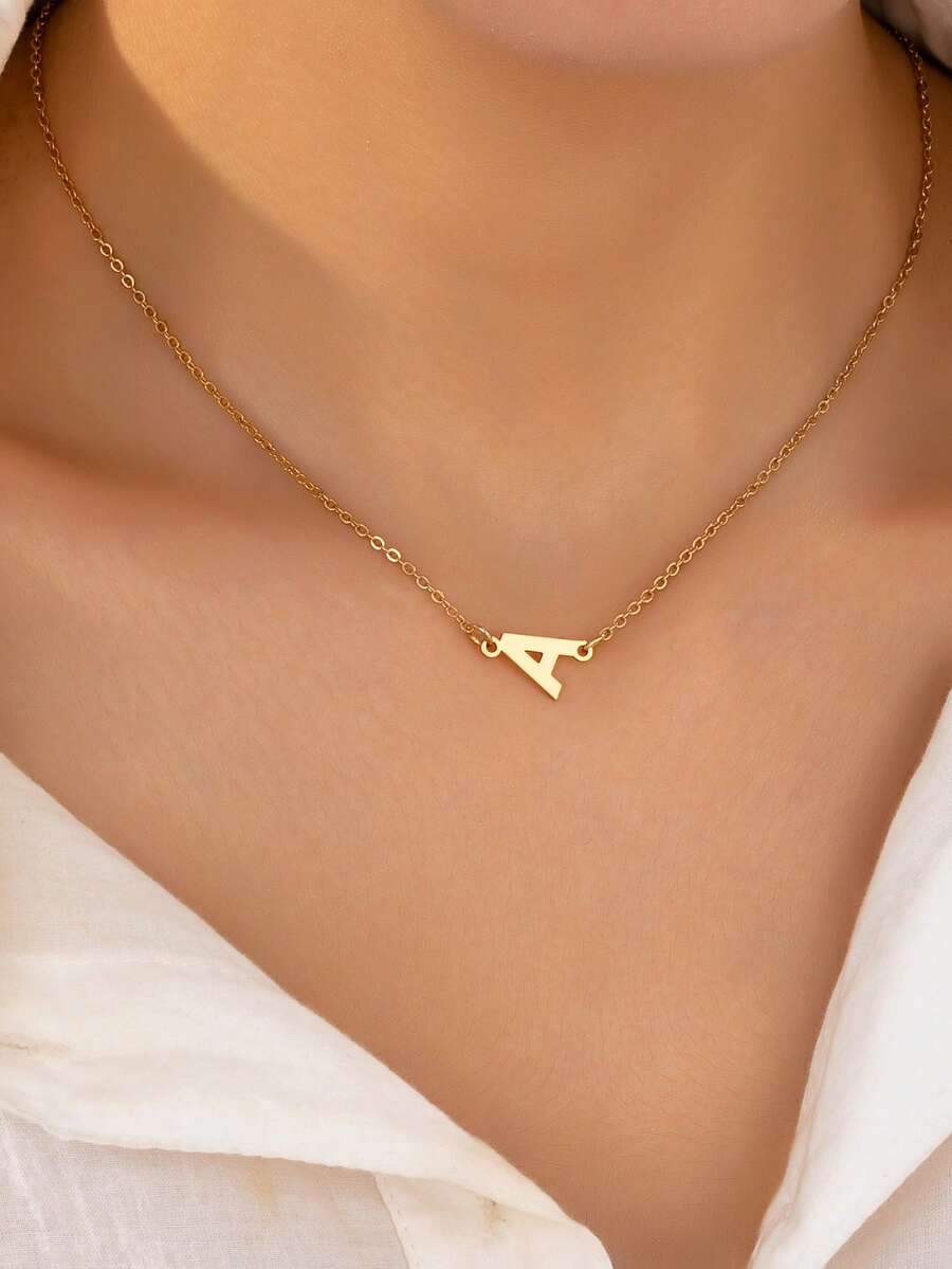 1pc Minimalist Fashion 26 English Letter Personalized Necklace, Suitable For Women's Daily Wear - Double O Zero Letter Necklace - View 1