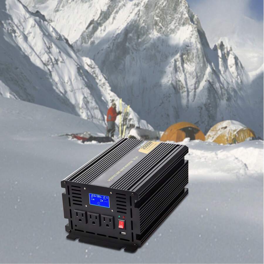 Power Inverter, 2500W Modified Sine Wave Inverter, 12V DC To 120V AC Car Converter, With LCD Display, Remote Control, LED Indicator, AC Outlet Inverter For Truck, RV, Car, Boat, Travel, Camping - Acorde Corregido De 2500 W - View 1