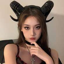 恶魔角头饰角色扮演头饰哥特式动物羊魔鬼角头饰万圣节狂欢派对服装道具 - 彩色 - 查看 6