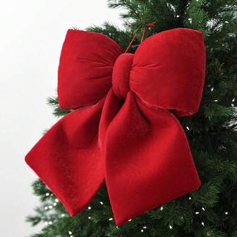 1pc Christmas Three-Dimensional Velvet Bow Decoration, Suitable For Christmas Tree Decoration, Valentine's Day Decoration, Wedding Decoration, Holiday Home Atmosphere Decoration, Christmas Party Interior Decoration - No Power Supply Required