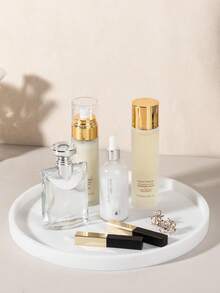 圆形梳妆台托盘，10.6 英寸浴室梳妆台硅胶托盘厨房水槽托盘，台面整理托盘，用于香水毛巾梳妆台珠宝蜡烛咖啡桌装饰托盘，大理石白 - 彩色 - 查看 6