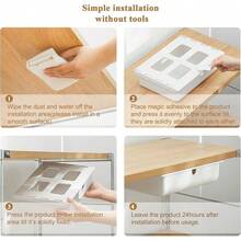 FRETONBA Schublade unter Schreibtisch, 2 Stück Schubladen Organizer Aufbewahrungsbox, Selbstklebende Schubladen Organizer für Büro, Versteckte Schubladenbox Weiße