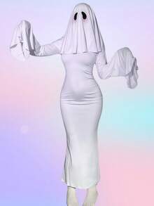 1pc Ghost Costume, Cute Ghoul Outfit Set, Cosplay Role-Playing Dress, Suitable For Holiday Parties, Performances, Balls, Stages, Halloween And All Festivals, Includes Dress Only