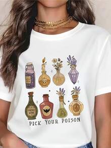 Witchy Brew T-Shirt, Potion Bottle Shirt, Mystical Tee, Faerie Wine,Magic T Shirt,Pick Your Poison,Witchcore Aesthetic TShirt - White - View 1
