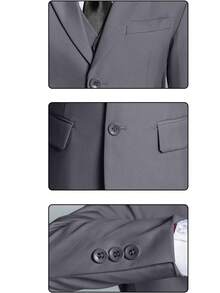 男童五件套西装，幼儿燕尾服礼服，花童服装，婚礼西装外套、马甲、裤子、衬衫、领带，适合儿童生日派对、晚宴、婚礼、洗礼和周年纪念等场合，灰色，尺码3-10岁 - 灰色 - 查看 7