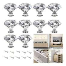 12pcs Crystal Glass Cabinet Knobs, Suitable For Wardrobe Doors, Drawer Cabinets, Shoe Cabinets, Kitchen Cabinets And Other Furniture, Single Hole 1.18 Inches, Small Zinc Alloy Handles, Furniture Accessories - Multicolor - View 1