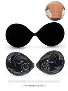 1件装，3厘米厚，隐形提胸文胸，无肩带露背设计，适合小胸，可重复使用硅胶衬垫文胸