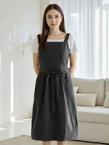 Avental impermeável, avental longo vintage com bolsos para mulheres, adequado para cozinhar, assar, pintar, cozinha, jardim, ao ar livre