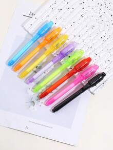 Fluorescent Pen Highlighter Marker, Glow In The Dark Invisible Light Up Magic Pen, Multi-Function LED Pen, UV Disappearing Invisible Pen - Multicolor - View 10
