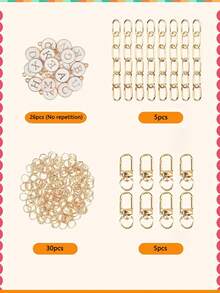 26-208 件钥匙扣制作套件，DIY 吊坠套装包括随机吊坠、钥匙扣夹、钥匙圈、延长链、跳环、DIY 工艺用品