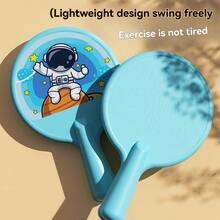 儿童宇航员悬挂式乒乓球训练器 - 高度可调节，包含球拍和乒乓球，便携式乒乓球套装，室内家庭互动运动玩具，适合3岁以上男孩女孩，生日礼物 - 彩色 - 查看 4