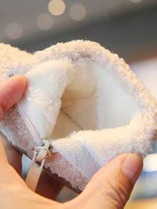 Infant Furry Boots Princess Shoes, Winter Plush Boots, Girls' Short Boots Soft Bottom Baby Toddler Shoes, Lightweight Flat Boots, Suitable For Babies Indoors And Outdoors - Beige - View 6