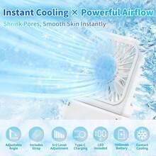 Handheld Portable Fan With Ice Cooler,6 In 1 7000mAh USB Rechargeable Foldable Personal Hand Held Fan,Power , LED Display, 5+2 Speeds For Travel/Summer/Concerts/Lash, Gifts For Men Women - 粉色 - 查看 3