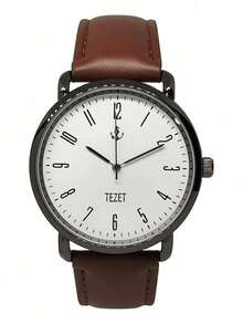 Men's Watch With Leather Strap And Metal Original Launch - Black/Brown - View 2