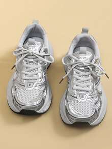 DareSee New Spring/Autumn Women Sneakers Casual Chunky Sneakers Versatile Fashion Trainers Travel Shoes, Size Runs Small, Recommend Ordering One Size Up Gifts - Grey - View 9