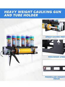 Soporte para pistola de calafateo - Base horizontal organizador de sellador con estantes prácticos, montado en la pared para el garaje y el espacio de trabajo