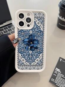 Husă de telefon cu model de covor de lux, model floral, potrivită ca și cadou pentru iubit, prieten, iubită, familie, frate, coleg, soră/soră, cupluri, coleg de clasă, profesor, ziua de naștere, sărbători. Husă mată, moale, anti-praf și anti-apă, compatibilă cu 13/16/15/14/13/12/11/Pro/ProMax/X/XR/XS/7/8/PLUS.