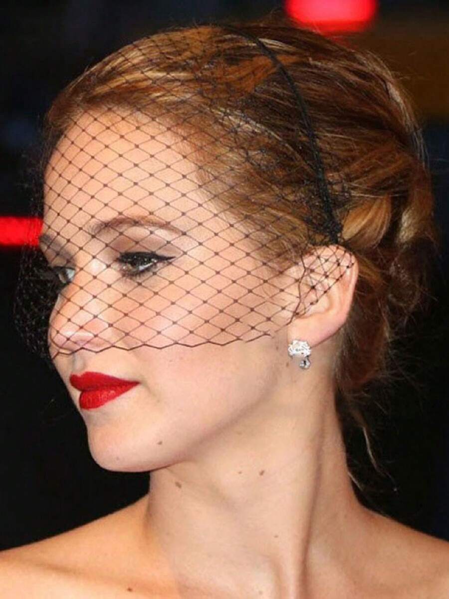 1 件黑色简约优雅欧洲复古大号鸟笼面纱头带，新娘婚礼礼服正式派对化妆舞会面纱 - 黑色 - 查看 1