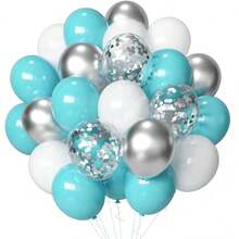 35/60 pièces Ensemble de ballons en latex épais violets, ballons premium de 12 pouces vert sauge, bleu canard, jaune rétro, brun noix de coco. Avec des ballons confettis. Idéal pour les anniversaires, mariages, révélations de sexe, baby showers, fêtes de tournesols, remises de diplômes, décorations de fête.