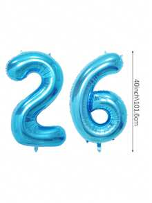 2 个 40 英寸（约 101.6 厘米）蓝色巨型数字氦气铝箔气球，大号数字气球适合生日派对、毕业典礼、周年纪念、派对装饰、拍照、家庭聚会、新年 - 彩色 - 查看 20