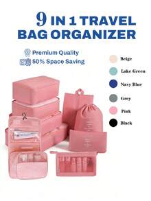 7/8/9/10pcs Travel Packing Cubes, Compression Organizer Bags, Luggage Organizer, Clothing Storage Bags Set, Includes: Cosmetic Bag, Waterproof Multi-Function Organizer, Garment Bag, Holiday Travel Essentials, Shoe Bag, Foldable Storage Box, Collapsible Underwear & Socks Organizer, Travel Packing Cubes, Luggage Organizer
