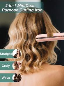 Cordless Hair Straightener And Curler 2 In 1 Mini Flat Iron USB Rechargeable Portable Pocket Size Travel Straight Curl Tools For Women Men - màu xanh lá - Xem 6