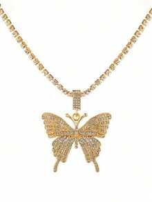 1pc Fashionable Personalized Butterfly Pendant Necklace For Women - Yellow Gold - View 6