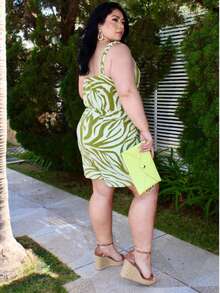 Women's Plus Size Jumpsuit Short Skirt With Printed Lining Summer - 顏色 29 - 查看 7