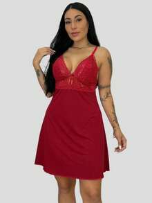 Kit 4 Camisolas Suede Acabamento Renda Alças Ajustáveis Pijamas Femininos Dormir Conforto Estilo - Multicolorido - Visão 6