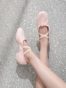 2cm Low Heel Indoor/Outdoor Dance Shoes, Women's Ballet Shoes, Pink Drawstring Sports Shoes, Soft Bottom Latin Dance Shoes, Slip-On Sports Shoes, Performance/Practice Dance Shoes, Comfortable, Soft, Lightweight