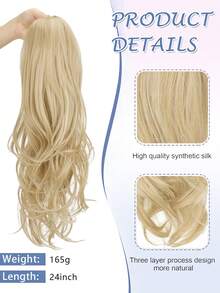 Ponytail Extension, 24 Inch Drawstring Curly Wavy Pony Tail Natural Wavy Synthetic Hairpiece For Women Daily Party Use