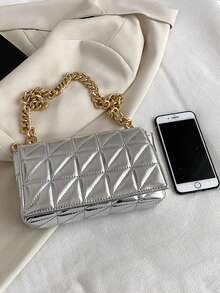 Metallic Quilted Chain Flap Square Bagmatching , Bag, Gifts, Outfit,Perfect For Dress,Wedding Dress,Formal Dresses For Women,Prom Dress, Dress,Birthday Dress,Mini Shell-Shaped Fashion Laser Metal Clutch, Y2K Vintage Metal Frame Chain Shoulder Crossbody Bag, Suitable For Women Formal Dinner, Going Out, Dating, Shopping, Elegant Shell Purse Perfect For Parties Weddings Dinners & Banquets Matches Wedding Dresses Formal Wear Prom Gowns Birthday Outfits,Backpacks, Handbags, Ladies' Handbags, Ladies' Wallets, Ladies' Handbags, Ladies' Work Bags, Ladies' Wallets And Bags, Travel Essentials, Christmas Gifts, Travel Accessories, Gifts For Women, Cosmetic Bags, Personalized Gifts, Elegant Ladies' Wallets, Christmas Wallets, Bridesmaid Gifts, Christmas Gifts For Women - 金色 - 查看 8