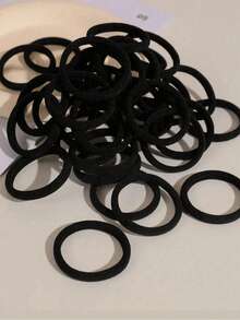 100 buc elastice negre fără sudură pentru coadă de cal, accesorii de păr durabile și simple pentru zi cu zi pentru fete, accesorii elegante și fără deteriorări pentru păr