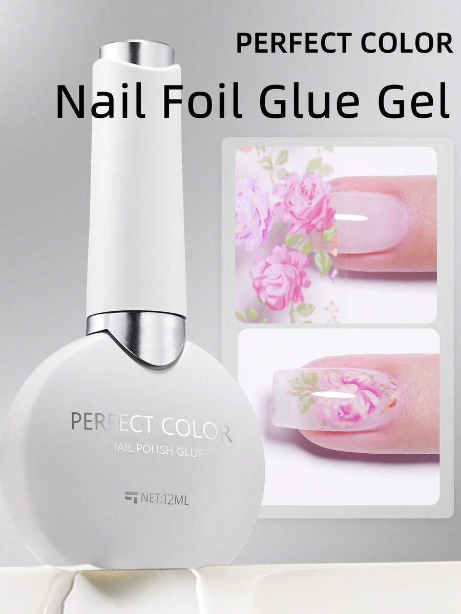 2pcs/Set Perfect Color Nail Foil Paper, Suitable For Foil Stickers, Nail Gel, Foil Transfer Gel, 12ml Transfer Gel, Essential For Nail Art DIY Enthusiasts, Requires LED Lamp, Removable Nails - Clear - View 1