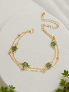 Chiếc vòng tay hình cỏ bốn lá màu xanh thanh lịch này là sự lựa chọn hoàn hảo cho Ngày Valentine, kỷ niệm và cả trang phục hàng ngày. Nó phù hợp để đeo hàng ngày và làm quà tặng trong các dịp lễ. - màu xanh lá - Xem 3