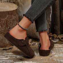 Women Summer Break Shoes Simple Metal Decor Flat Casual Loafers - 咖啡棕 - 查看 9