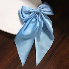 1个纯色缎面蝴蝶结发夹，缎带发饰，多功能女士爪夹发卡，冬季女士装扮，蝴蝶结，可爱，优雅，发饰，头饰，发夹，夏季，假日，旅行，节日，生日 - 淺藍 - 查看 5