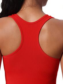 MathCat Seamless Workout Tank Top For Women With Built In Bra, Padded Racerback Athletic Yoga Camisole - Đỏ - Xem 2
