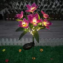 1/2/4PCS Solar Lights Outdoor Garden Decor - Upgraded Solar Garden Lights With 7 Powered Orchid Lights, Solar Outdoor Lights Solar Decorative Lights For Garden, Patio, Yard, Gifts For Mother(Pink, White, Orange, Yellow, Red, Purple) - 蘭花 - 查看 13