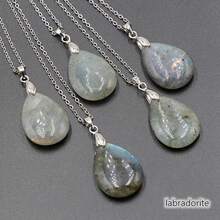 1 chiếc mặt dây chuyền đá tự nhiên hình giọt nước thời trang mới, mặt dây chuyền đơn giản để tự làm vòng cổ, bông tai, trang sức kèm dây chuyền. - Mặt dây chuyền hình giọt nước bằng đá tự nhiên - Xem 6